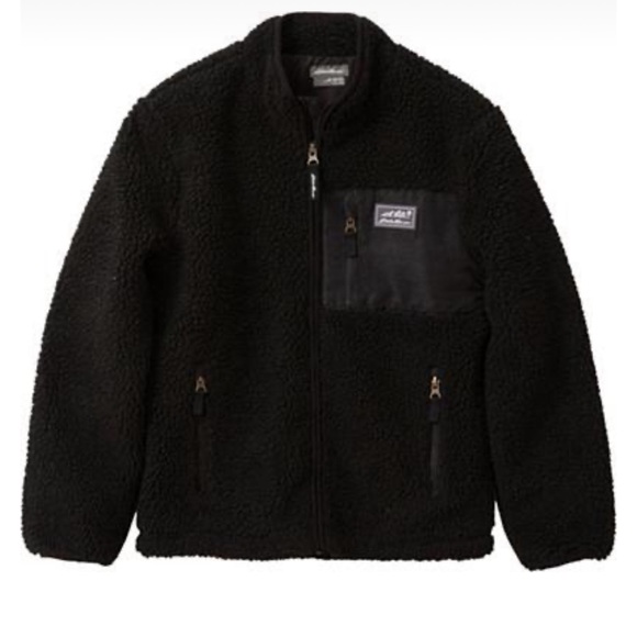 Eddie Bauer Kid’s Chilali Black Fleece Sherpa Jacket Size Large 14 - Picture 1 of 9